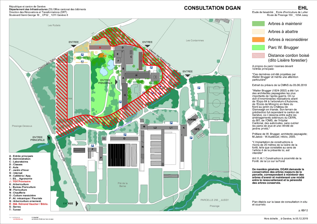CFPNE / HEPIA _ Ecole d'horticulture de Lullier _ Etude de faisabilité pour le remplacement de pavillons provisoires